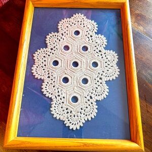 Adorable CottageCore GrandmaCore Framed Doily Wall Hanging